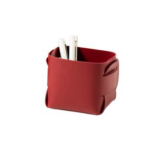 Lot de 2 paniers de rangement pour pinceaux de maquillage en similicuir PVC rouge - Neuf