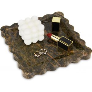 Plateau Marbre Vert For&ecirc;t Tropicale Plateaux Ondul&eacute; de Salle de Bain Rangement Plateau D&eacute;coratif pour Coiffeuse, Mouchoirs, Bougies, Serviettes, Cosm&eacute;tiques, Cuisine, Parfum, Porte-cl&eacute;s 20 x 20 cm - Neuf