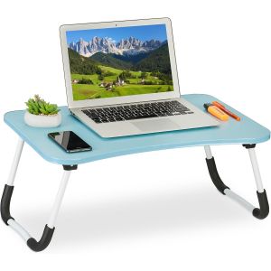 acdsgd-Table de lit, Tablette canap&eacute;, HxLxP : 26x63x40 cm, Support Pliable, Ordinateur Portable, MDF, Fer, Bleu Clair - Neuf