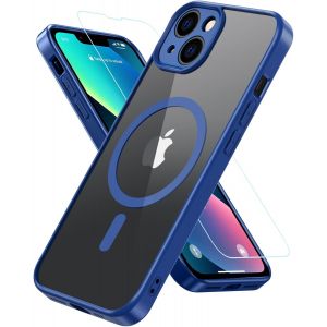Magn&iquest;&iquest;tique Coque pour iPhone 13 Compatible avec MagSafe, Etui Protection Antichoc avec Verre Tremp&iquest;&iquest;, Housse Dos Transparent Anti Rayures TPU Bumper Case pour iPhone 13 - Bleu - Neuf