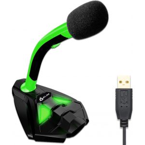Kal-Voice Microphone À Pied Usb Pour Ordinateur - Micro De Bureau Professionnel - Microphone De Gamer Pc Ps4 - Nouvelle Version 2022 - Vert - Neuf