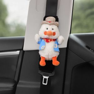 pièce (canard, noir) de protection de ceinture de sécurité pour enfant, housse de coussin de siège en coton, motif animal de dessin animé, harnais d'épaule confortable, amovible et lavable - Neuf