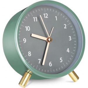 Réveil Analogique Silencieuse Analogique Silencieux Petite Réveil Vert Horloge de Table sans Tic-Tac Alarm Clock Reveil Orbiculaire Reveil de Voyage avec la Lumière de Nuit Réveil De Chevet - Neuf