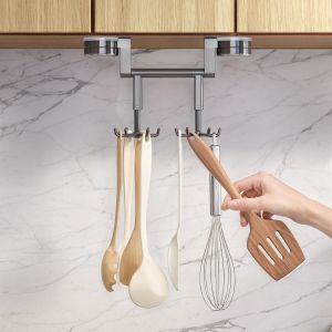 Jgd-Support Ustensiles Cuisine Rotatif &Agrave; 360&deg; Avec Ventouse, Porte Ustensiles Cuisine Avec 12 Crochets, 3 Modes De Suspension, Accroche Murale Sans Percer Pour Accessoires De Cuisson, Gris - Neuf