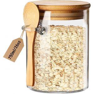 Eryi-Bocaux En Verre Bocal En Verre Avec Couvercle Hermétique Et Cuillère,Pot En Verre,Overnight Oats Jar,Bocaux Rangement Cuisine Décoratifs Pour Café/Thé/Sucre/Épices,Conteneurs De Sel De Bai - Neuf