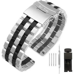 Tianyi-Bracelet Montre Homme 18mm 20mm 22mm 24mm 26mm Premium Matte 5 Series Montre, Bracelet Double Verrouillage En Acier Inoxydable Bracelet En Métal De Remplacement - Neuf