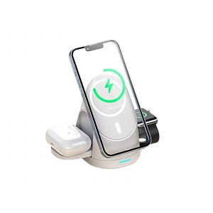 Chargeur magn&eacute;tique sans fil 3 en 1 pour iPhone, AirPods et Apple Watch - Neuf