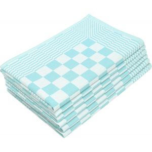 Eryi-Lot De 6 Torchons En Coton De 65x65 Cm - Extrêmement Absorbants Et Robustes - Lavables Jusqu'à 60°C - À Carreaux Turquoise - Qualité Gastronomique - Certifiés Oeko Tex® - Neuf