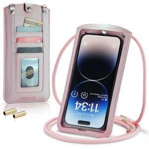 KALANKA-Petit Sac Sacs à Bandoulière Sac Téléphone Portable Femmes Mini Pochette Portefeuille Universelle pour iPhone 14 13 12 11 Pro Max Samsung Z Flip 4 3 5G S23 Ultra A53 Xiaomi Jusqu'à 7.3" Rose - Neuf