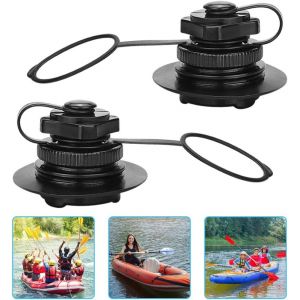 Letnerny-2 Pcs Valve Bateau Pneumatique En Abs Avec Bouchon Universelle Valve D'inflation Unidirectionnelle Valve Gonflable Air Remplacement Valve Spirale Pour Bateau Radeau Canot Gonflable, Noir - Neuf