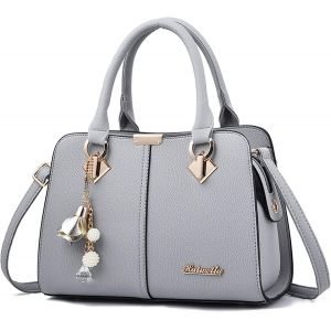 CAUC-El&eacute;gant Sac &agrave; Main Femme Sacs &agrave; bandouli&egrave;re Sacs &agrave; Dos port&eacute; Travers Voyage Sac Cabas Shopper Sacoches Messenger Besace Pochette Impermeable PU Cuir Gris A - Neuf