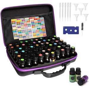 Jgd-60 Flacon Bo&icirc;te Huile Essentielle Imperm&eacute;able Aromath&eacute;rapie Sac Rangement Antichoc Trousses De Toilette Voyage Autocollants Fournis (Violet) - Neuf