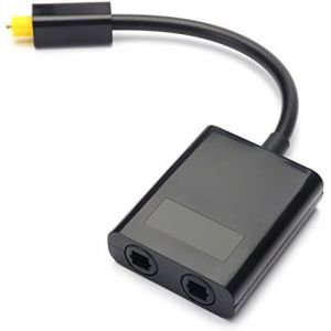 R&eacute;partiteur Cable Fibre Optique Audio Toslink Diviseur Optique 1 en 2 Sorties 0.2M Spdif Adaptateur de C&acirc;ble pour TV, DVD, Amplificateur, Barre De Son - Noir - Neuf
