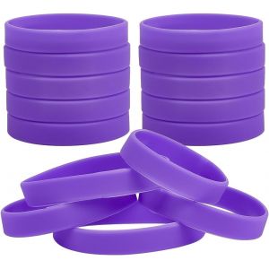 Eryi-30 Pcs Bracelets En Silicone De Couleur Unie Bracelets En Caoutchouc Violet Moyen Bracelets De Basket-Ball Imperméable Léger Élastique Bracelet De Sport Pour Football Gym Sport Fête - Neuf