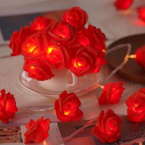 KAL-Guirlande Lumineuse À Led - 1,5 M - 10 Fleurs Artificielles - Fonctionne Avec Piles - Décoration D'Intérieur - Pour Mariage, Chambre À Coucher, Noël - Neuf