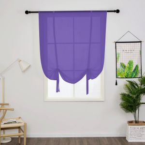1 Pièce Store Romain Translucide Tulle Rideaux Voilages Vertical Poche De Tige Pour Chambre Cuisine Salon, Violet Foncé, Largeur 80cm X Hauteur 140cm - Neuf