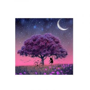 Diamond Painting Fille Bricolage Cube Magique Sous La Lune Arbre Rond Diamant Paysage Salon Diamant - Neuf