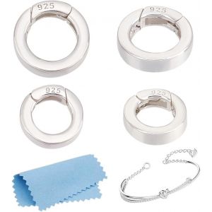 Eryi-2 Pcs Mousqueton Rond Argent Métal Avec 925 Anneaux À Ressort Sterling Anneaux En Métal Boucle De Porte Clés Pour Porte Clés Fabrication De Bijoux À Faire Soi Même - Neuf