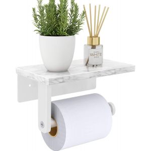 meimie-Porte Papier Toilette Avec Étagère Blanc - Neuf
