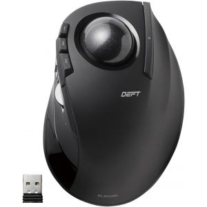 Elecom DEFT Souris trackball sans Fil 2,4 GHz, contr&ocirc;le des Doigts, Fonction 8 Boutons, Boule Lisse Ergonomique de 34 mm, PC/Ordinateur Portable, Windows11/MacOS, M-DT2DRBK - Neuf