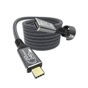 TYE-rallonge usb c male femelle, rallonge usb c 3m usb c extension usb c 3.2 20Gbps 240W cable usb c video 4k @60Hz,Compatible iPhone 15/16 Pro Max, Mackbook/Dell XPS/USB C Charger - Neuf