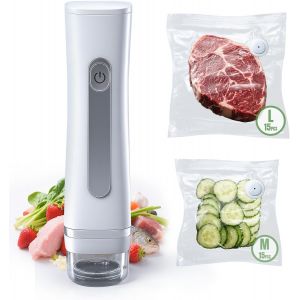 MEVRONISSHOP-Appareil de Mise Sous Vide Compact Manuel pour Aliments,Scelleuse Portable avec 30 Unité Sachets Réutilisables | Scelleuse Mini pour Conservation,Appareil de Préservation Chef Compact - Neuf