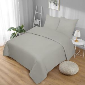 Royal 2-Piece Cotton Bed Linen 155 X 200 Cm With 1 Pillowcase 80 X 80 Cm Oeko-Tex Certified Light Grey With Ykk Zip - Neuf