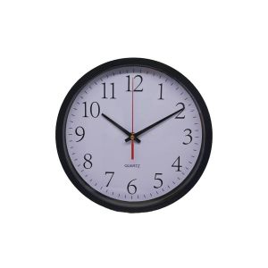 Horloge murale analogique silencieuse de 25 cm (10 pouces) - Plastique noir, facile &agrave; lire, l&eacute;g&egrave;re, fonctionne sur piles - Neuf