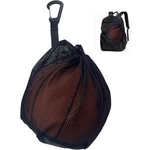 Acdsgd-Sac De Basketball Avec Filet &Agrave; Ballon, Noir - Filet De Transport Portable Pour Ballon De Foot Et Pilates, Inclut Clip Et Mousqueton - Neuf