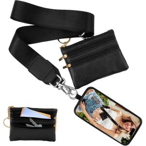 Checarzhn--No1-Sangle De Téléphone Réglable Avec Pochette Zippée, Clip À Bandoulière Et Sangle De Téléphone Avec Portefeuille, Chaîne De Téléphone Multifonctionnelle, Porte-Badge Pour Téléphones, Clé - Neuf