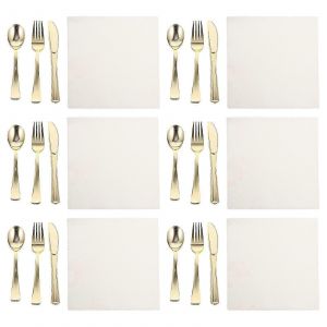 6 Ensembles De Fourchette En Plastique Cuillère Coupe-Bifteck Cutter Fourchette Western Food Cutlery Vaisselle Jetable - Neuf