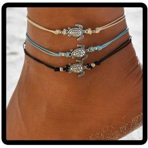 Kalsw-Turtle Cheville Ensemble Perlé Cheville Bracelets Multicouche Chaîne Accessoires Tressé Plage Pied Bijoux Réglable Pour Femmes Filles - Neuf