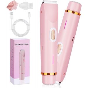 Oayew-Rasoir Intime Pour Femme, 2 En 1, Double T&ecirc;te, Rasoir &Eacute;lectrique Pour Femme, Pour Visage, L&egrave;vres, Avant-Bras, Jambes, Aisselles, Bikini, Charge Usb Humide/Sec, &Eacute;tanche - Neuf