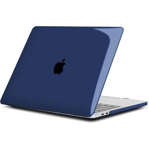 Coque pour MacBook Air 13 Pouces M4 M3 M2 2025 2024 2022, Protection Rigide Antid&eacute;raprante Effet Brillant - Bleu Fonc&eacute; - E.F.Connection - Neuf