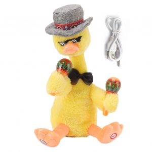 HJLIAN Jouet electrique en peluche USB Repetez ce que vous dites Jouet en peluche interactif Parler Chanter Danser Enregistrement Canard lumineux Jouets electriques musicaux - Neuf