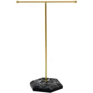 Présentoir À Bijoux, Présentoir De Collier En Forme De T, Porte-Bijoux Métal En T, Boucle D'oreille Présentoir, Suspendu Présentoir À Bijoux Pour Bracelets Bagues - Noir + Or - Neuf