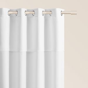 Eryi-Rideau Avec ?illets Mia 140 X 250 Cm Largeur X Hauteur, Décoration De Fenêtre, Curtains Et Draperies Intérieurs Pour Salon, Chambre Moderne Volant Blanc, 1 Pièce - Neuf