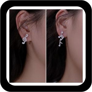 Kal-Notes De Musique Boucles D'oreilles Pendantes Asymétriques Zircon Cubique Notes Boucles D'oreilles Diamant Note De Musique Boucles D'oreilles Pendantes Notes Cz Bijoux Pour Femmes Filles - Neuf