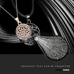 Collier De Projection (Or Rose + Noir Pistolet), Collier De Couple De Projection Soleil Et Lune, Collier Assorti Couple Soleil Et Lune - Neuf