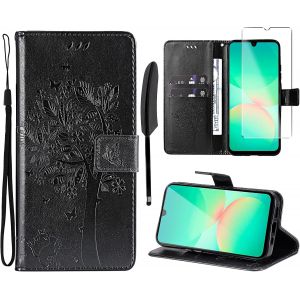 - Case For Samsung Galaxy A26 5G [1 X Tempered Glass] Flip Case Cover Pu Leather Wallet Silicone [Magnetic Closure][Card Slots][Stand Feature] - Black - Neuf