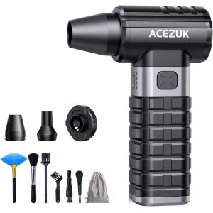 JEXNOVASHOP-Souffleur Air Comprim&eacute; 200000TR/Min, D&eacute;poussi&eacute;rant Puissant &Eacute;lectrique avec 10500mAh Batterie, Souffleur PC &agrave; 4 Vitesses, Bombe Air Sec pour Voiture, Kit de Nettoyage de Clavier d'Aspirat - Neuf