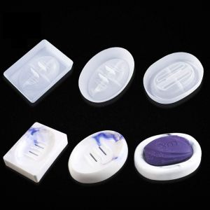 Lot de 3 Moules en R&eacute;sine en Silicone Rectangle Moules &agrave; Plateau Kit de Moulage de R&eacute;sine Epoxy pour Porte-savon en Ciment Fait main Plaque (Moules porte-savon) - Neuf
