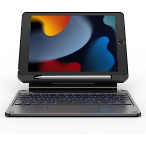 Clavier Pour Ipad 9Ème Generation, Coque Clavier Pour Ipad 9/8/7Ème Génération 10.2"" Avec Support Magnétique Trackpad Rétro-Éclairé Porte-Stylos Magic Style Keyboard Azerty Français, Noir - Neuf