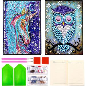 KALANKA-diamond painting enfant, loisirs créatifs fille 8 ans, 2 pièces carnet d'art de peinture de diamant A5, cadeau pour filles de 6 à 12 ans, carnet de notes mandala pour l'école (bleu) - Neuf