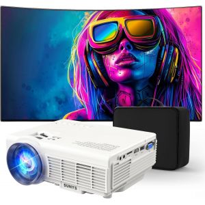 ChenQuanSarl-Bluetooth Mini Projecteur With Portable Bag, 10000L Videoprojecteur 1080P Full Hd Supportée Lcd Video Projecteur, Compatible Avec Pc/Ps4/Firestick/Usb/Hdmi/Av, Home Cinema Projecteur - Neuf