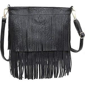 Femmes Mode &Eacute;paule Bandouli&egrave;re Fourre-tout Sac &agrave; main Sac &agrave; main Frange Messenger Sac &agrave; main Sac &agrave; mainNoir - Neuf