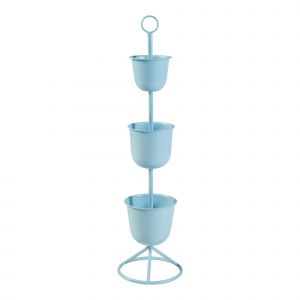 Porte-Plantes Style Intemportel Support 110 X 28 Cm 3 Cache-Pots Bleu Clair Helloshop26 03_0010316 - Neuf