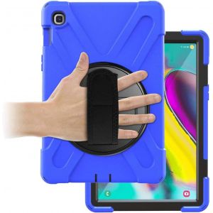Coque Antichoc pour Samsung Galaxy Tab S5e 2019, 10.5 Pouces, (SM-T720/T725), Armure Robuste &Eacute;tui avec Support Rotatif &agrave; 360 Degr&eacute;s, Dragonne et Bandouli&egrave;re, Housse pour Galaxy Tab S5e, Bleu - Neuf