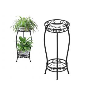 Lot De 2 Supports &Agrave; Plantes En M&eacute;tal &Agrave; 2 Niveaux Pour Pots De Fleurs D'int&eacute;rieur Et D'ext&eacute;rieur - Neuf