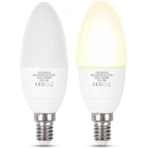 Kalanka-Ampoule Led Capteur Cr&eacute;pusculaire E14 C35 5w 400lm Blanc Chaud 3000k, Ac 220-240v 360 Degr&eacute;s, Ampoule Led D&eacute;tecteur De Lumi&egrave;re E14 Bougie Pour Entr&eacute;e Jardin Ext&eacute;rieur, Lot De 2 - Neuf